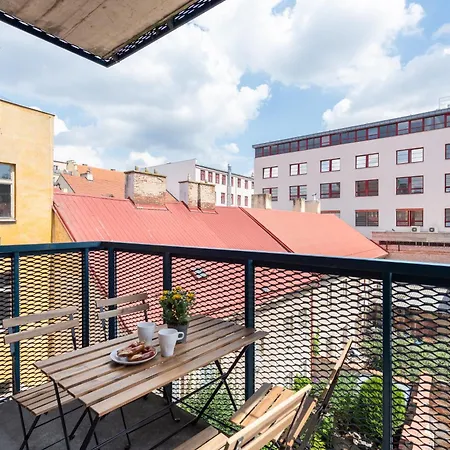 Family With Balcony In Center Of Prag